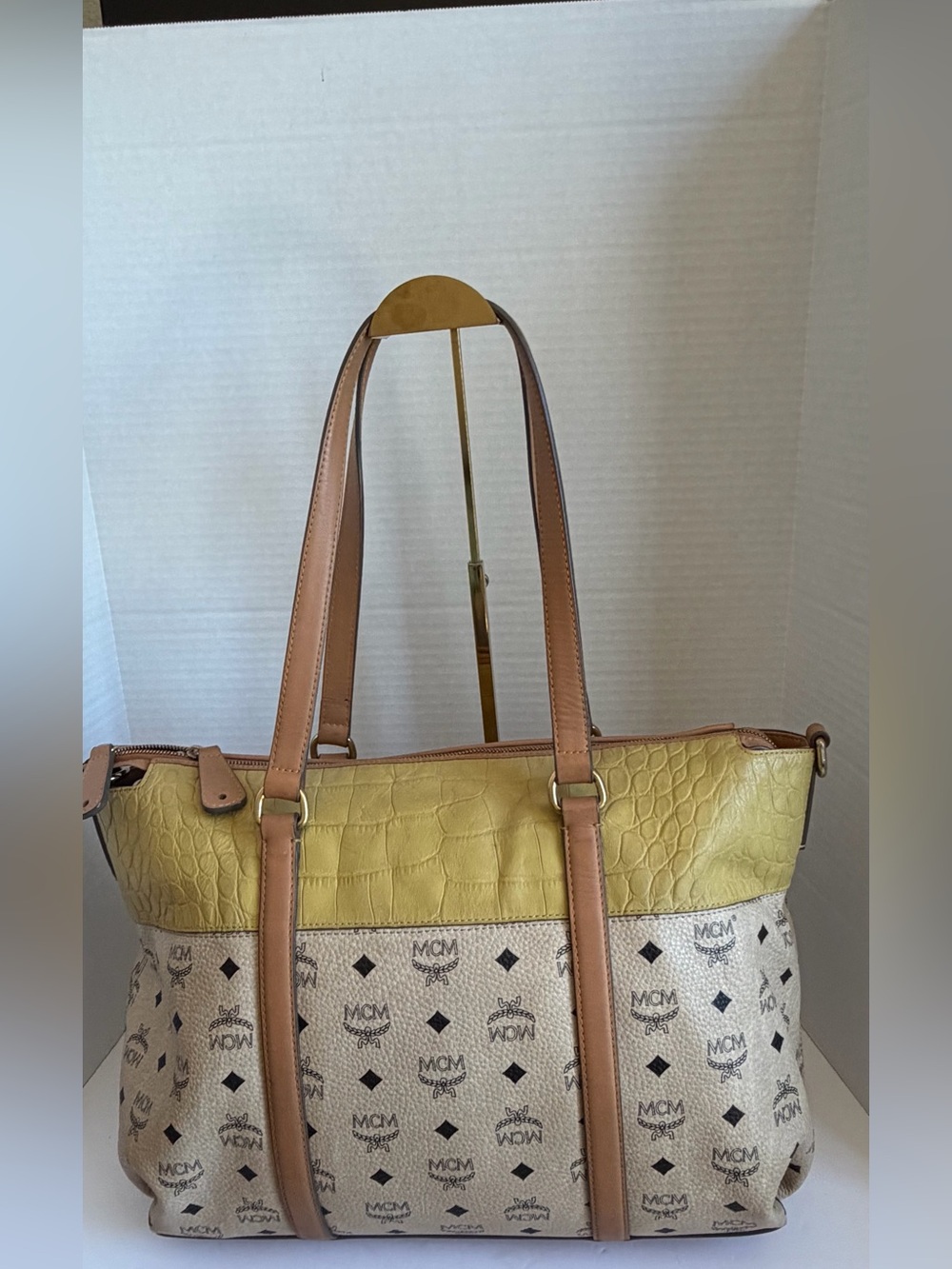 MCM Two-Tone Logo Tote